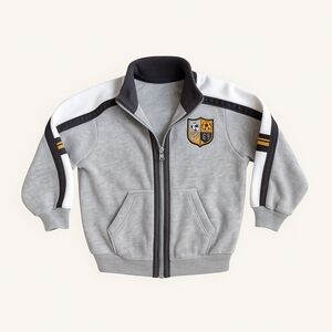 M7 )3T Boys Zip-Up Track Jacket Gray with White & Yellow Stripes